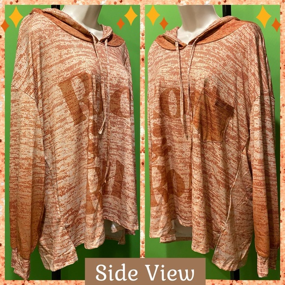 3X NWT HOODED TUNIC KNIT-PRINT IN ORANGE-RED  “ROC” & ROLL LILY BY FIRMIANA - Picture 3 of 12